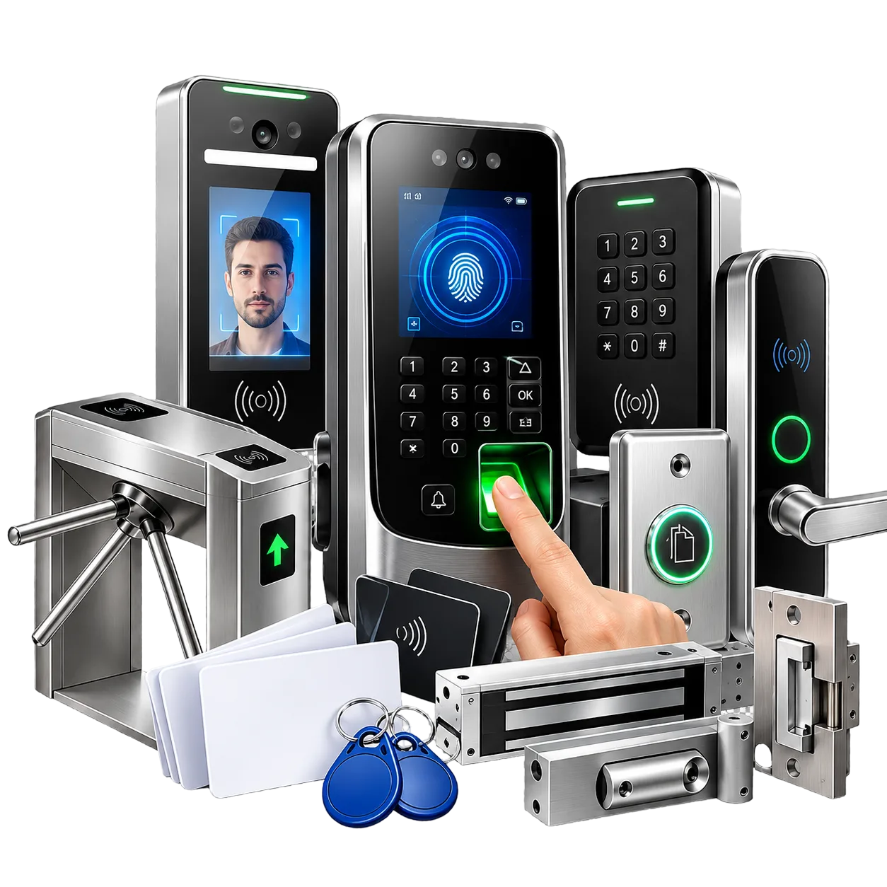 Biometric attendance readers, access control and turnstile equipment